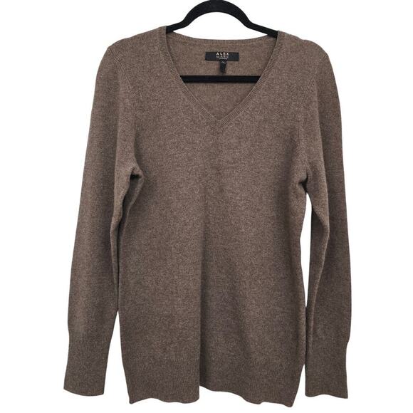 Alex Marie Sweaters - Alex Marie Cashmere Sweater Brown V-Neck Sz L Timeless Minimalist QuietLuxury